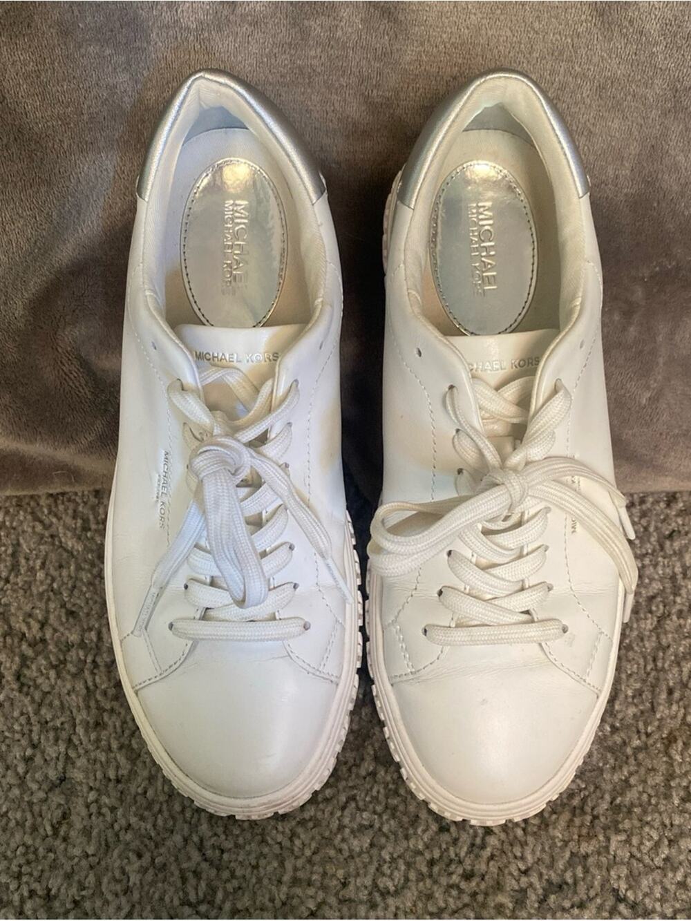Michael Kors White Leather Low-Top Lace-Up Sneakers